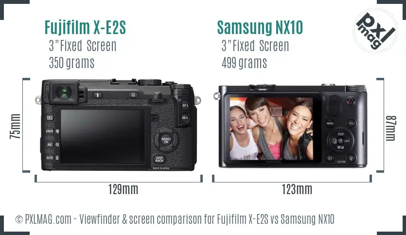 Fujifilm X-E2S vs Samsung NX10 Screen and Viewfinder comparison