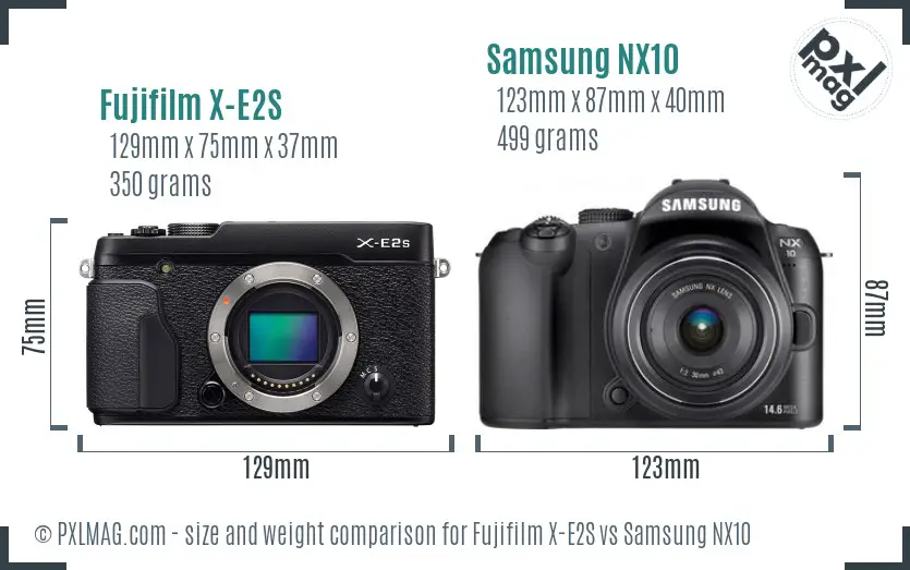 Fujifilm X-E2S vs Samsung NX10 size comparison