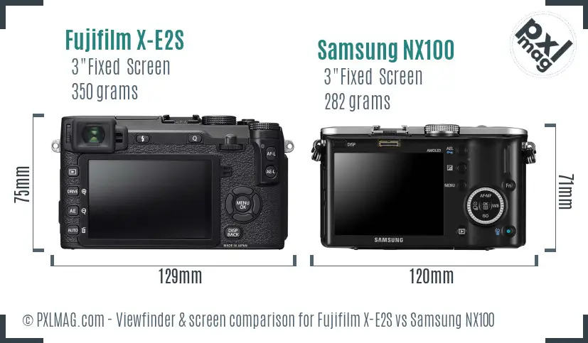 Fujifilm X-E2S vs Samsung NX100 Screen and Viewfinder comparison