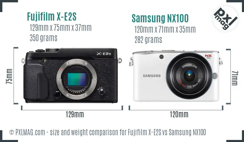 Fujifilm X-E2S vs Samsung NX100 size comparison