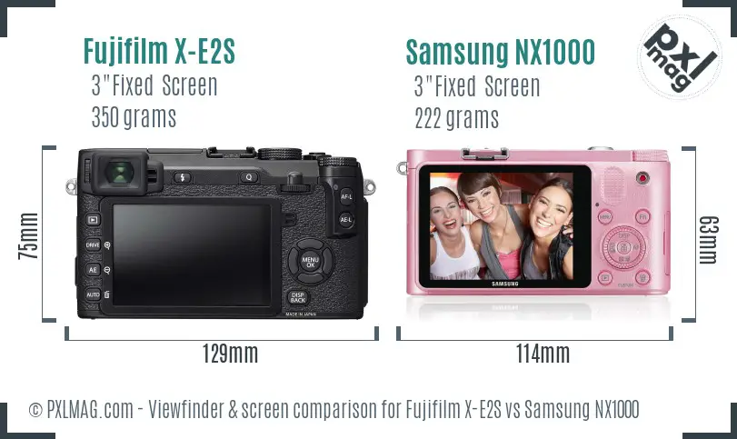 Fujifilm X-E2S vs Samsung NX1000 Screen and Viewfinder comparison