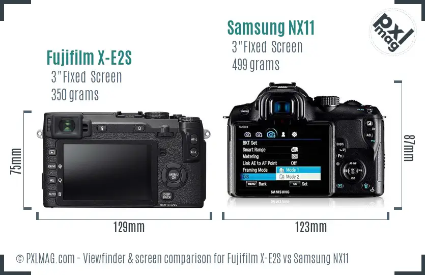 Fujifilm X-E2S vs Samsung NX11 Screen and Viewfinder comparison