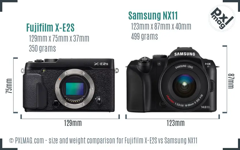 Fujifilm X-E2S vs Samsung NX11 size comparison