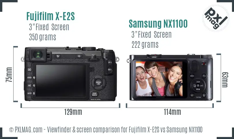 Fujifilm X-E2S vs Samsung NX1100 Screen and Viewfinder comparison
