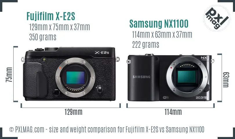 Fujifilm X-E2S vs Samsung NX1100 size comparison