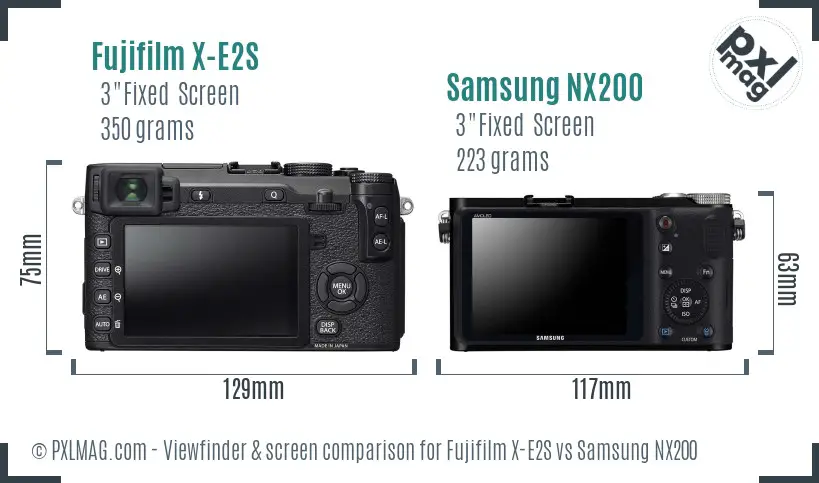 Fujifilm X-E2S vs Samsung NX200 Screen and Viewfinder comparison