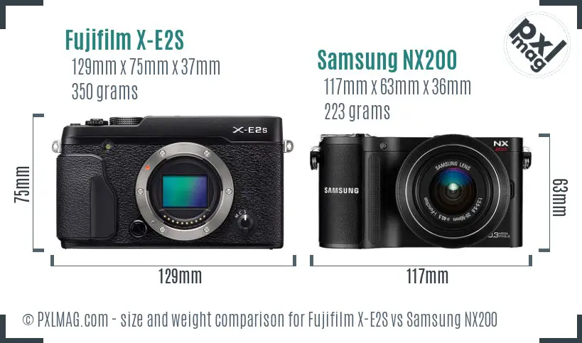 Fujifilm X-E2S vs Samsung NX200 size comparison