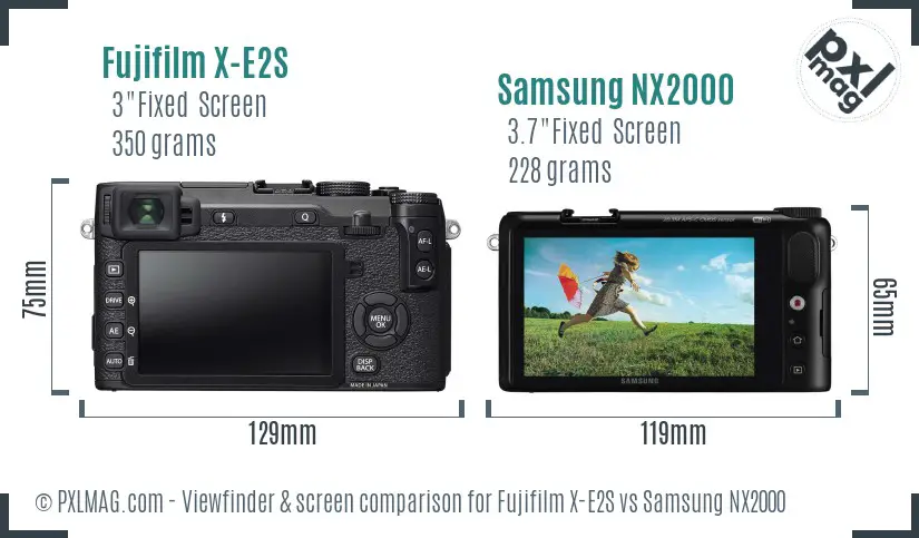 Fujifilm X-E2S vs Samsung NX2000 Screen and Viewfinder comparison