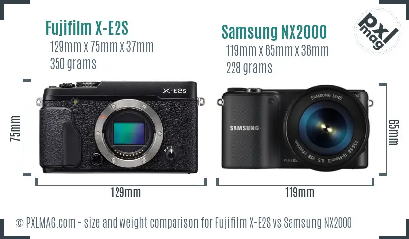Fujifilm X-E2S vs Samsung NX2000 size comparison