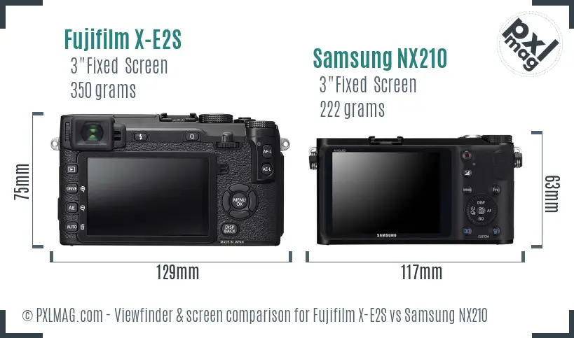 Fujifilm X-E2S vs Samsung NX210 Screen and Viewfinder comparison