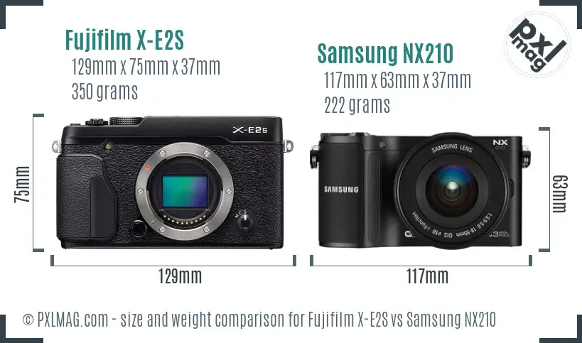 Fujifilm X-E2S vs Samsung NX210 size comparison