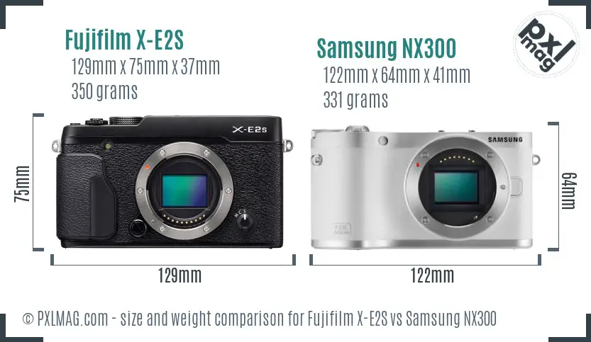 Fujifilm X-E2S vs Samsung NX300 size comparison