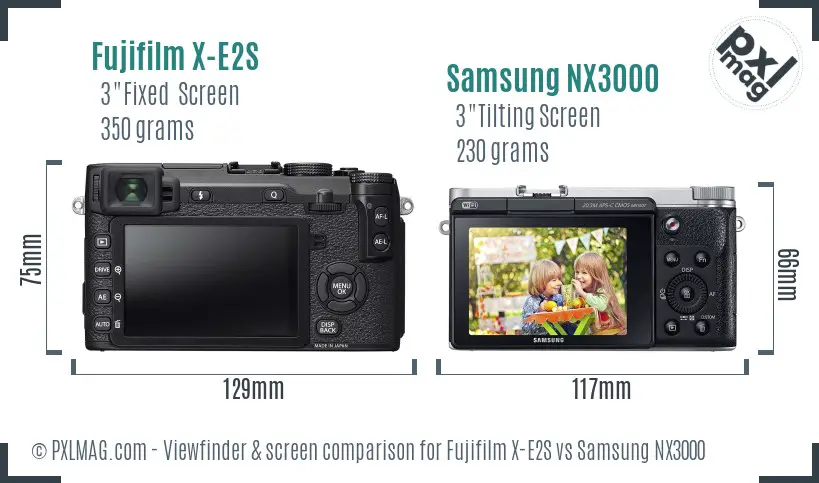 Fujifilm X-E2S vs Samsung NX3000 Screen and Viewfinder comparison