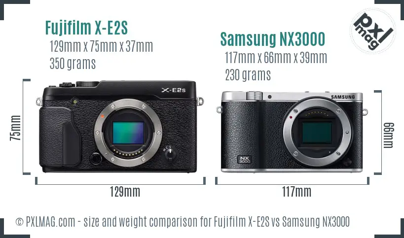 Fujifilm X-E2S vs Samsung NX3000 size comparison