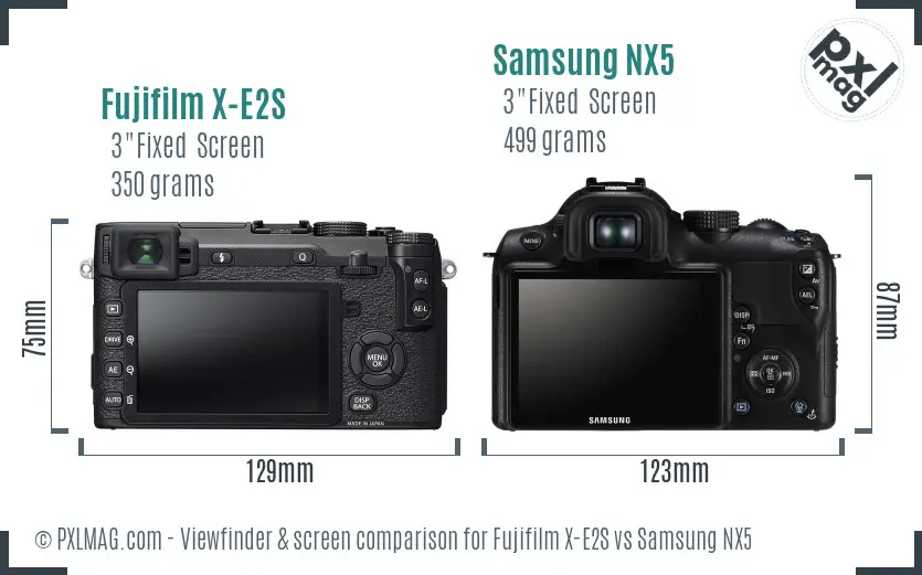 Fujifilm X-E2S vs Samsung NX5 Screen and Viewfinder comparison