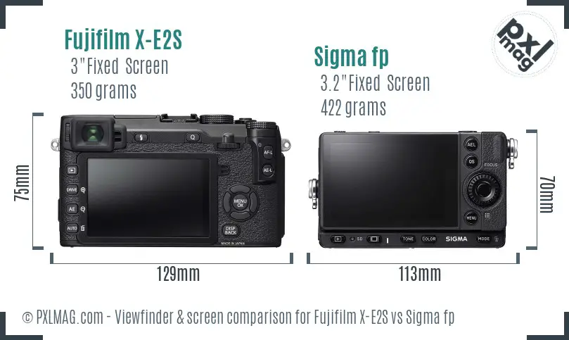 Fujifilm X-E2S vs Sigma fp Screen and Viewfinder comparison