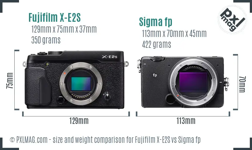 Fujifilm X-E2S vs Sigma fp size comparison