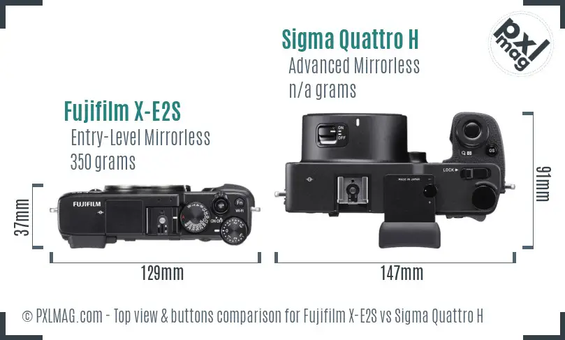Fujifilm X-E2S vs Sigma Quattro H top view buttons comparison