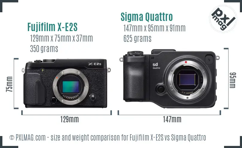 Fujifilm X-E2S vs Sigma Quattro size comparison