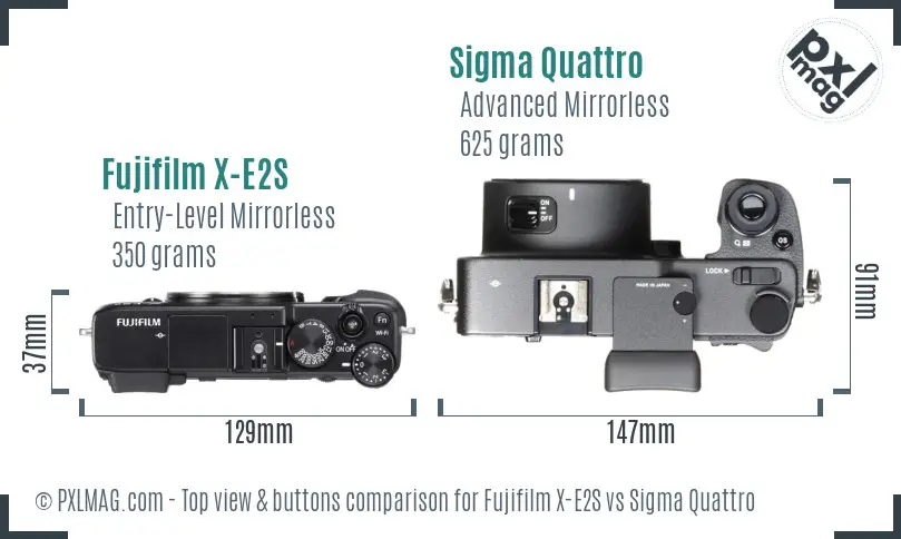 Fujifilm X-E2S vs Sigma Quattro top view buttons comparison