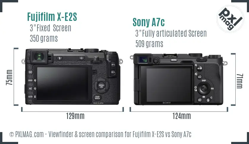 Fujifilm X-E2S vs Sony A7c Screen and Viewfinder comparison