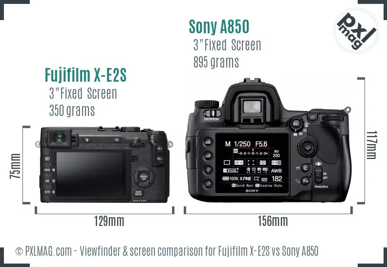 Fujifilm X-E2S vs Sony A850 Screen and Viewfinder comparison