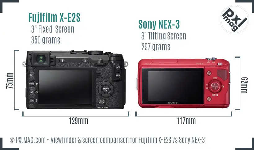 Fujifilm X-E2S vs Sony NEX-3 Screen and Viewfinder comparison