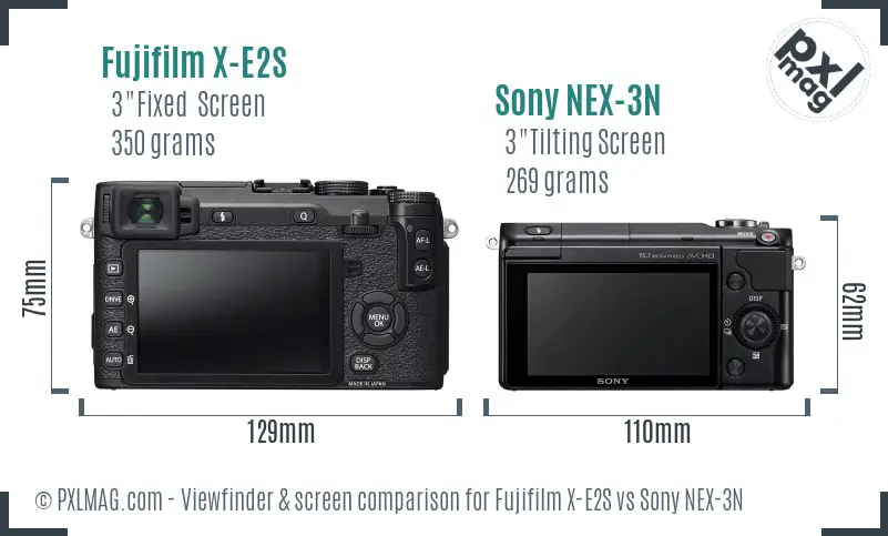 Fujifilm X-E2S vs Sony NEX-3N Screen and Viewfinder comparison