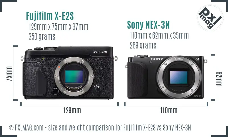 Fujifilm X-E2S vs Sony NEX-3N size comparison