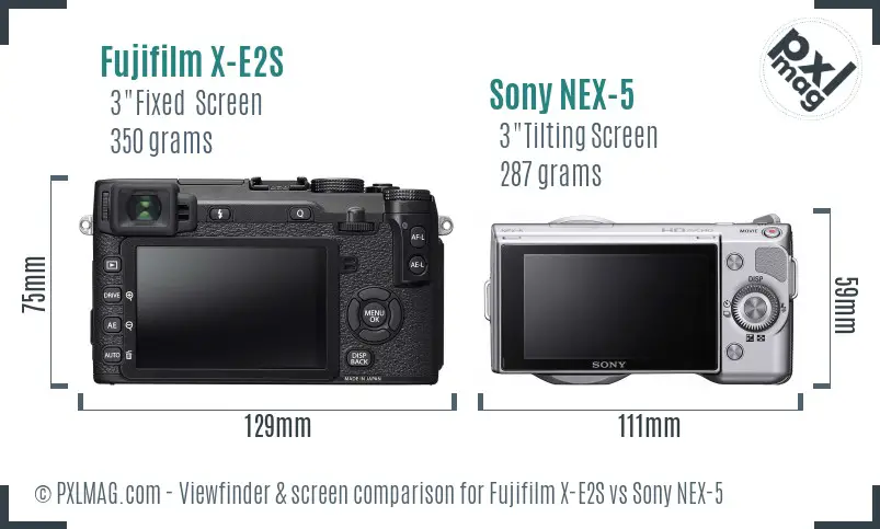 Fujifilm X-E2S vs Sony NEX-5 Screen and Viewfinder comparison