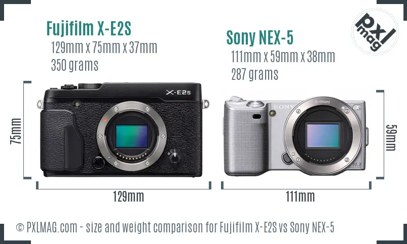 Fujifilm X-E2S vs Sony NEX-5 size comparison