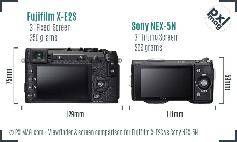 Fujifilm X-E2S vs Sony NEX-5N Screen and Viewfinder comparison