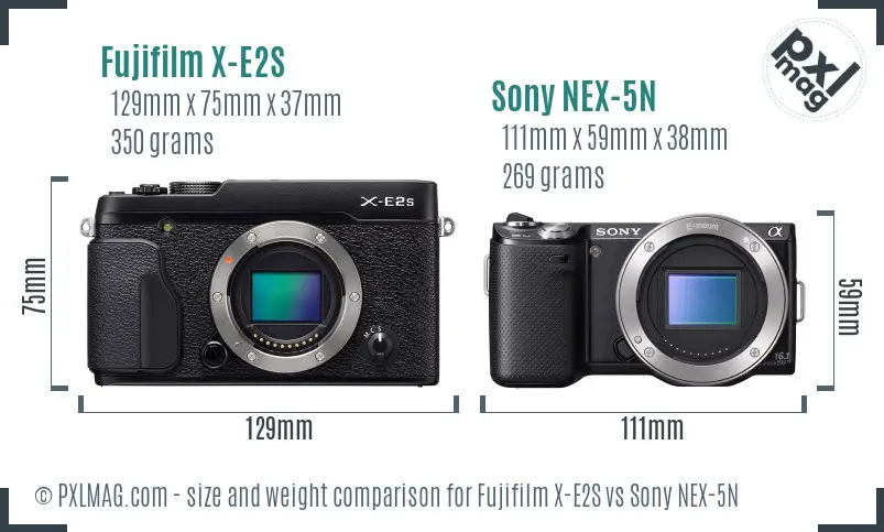 Fujifilm X-E2S vs Sony NEX-5N size comparison