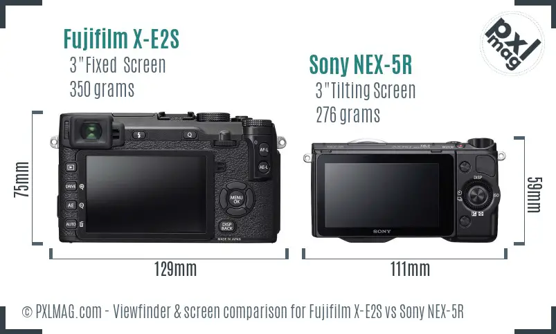 Fujifilm X-E2S vs Sony NEX-5R Screen and Viewfinder comparison