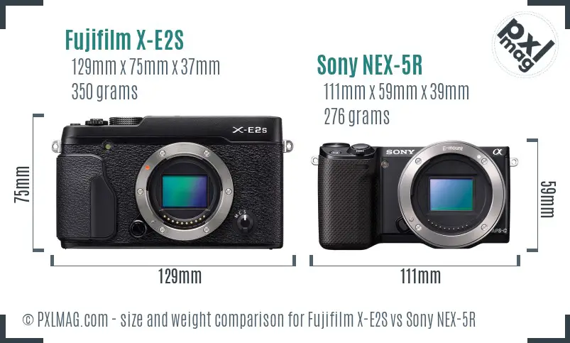 Fujifilm X-E2S vs Sony NEX-5R size comparison