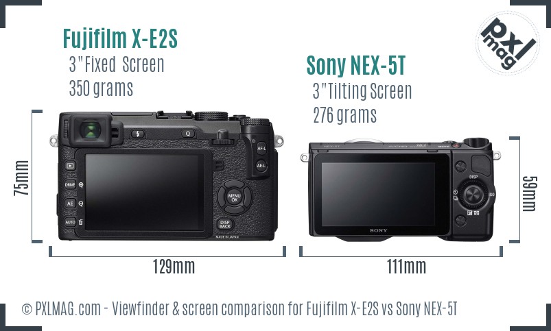 Fujifilm X-E2S vs Sony NEX-5T Screen and Viewfinder comparison