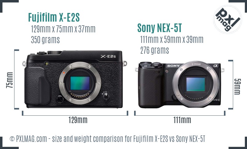 Fujifilm X-E2S vs Sony NEX-5T size comparison