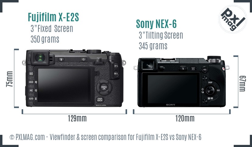 Fujifilm X-E2S vs Sony NEX-6 Screen and Viewfinder comparison
