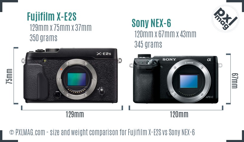 Fujifilm X-E2S vs Sony NEX-6 size comparison Fujifilm X-E2S vs Sony NEX-6 size comparison
