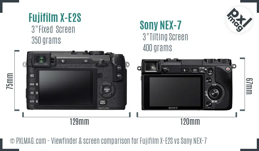 Fujifilm X-E2S vs Sony NEX-7 Screen and Viewfinder comparison