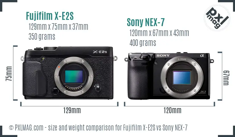 Fujifilm X-E2S vs Sony NEX-7 size comparison