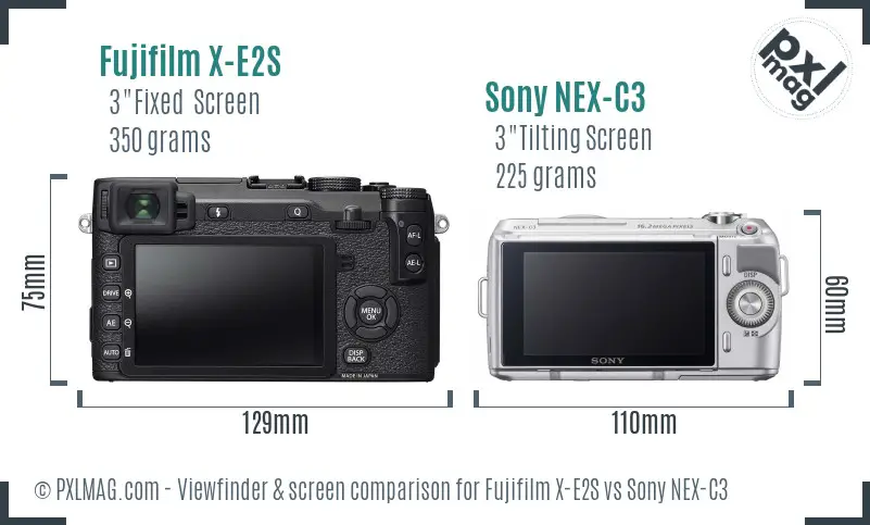 Fujifilm X-E2S vs Sony NEX-C3 Screen and Viewfinder comparison