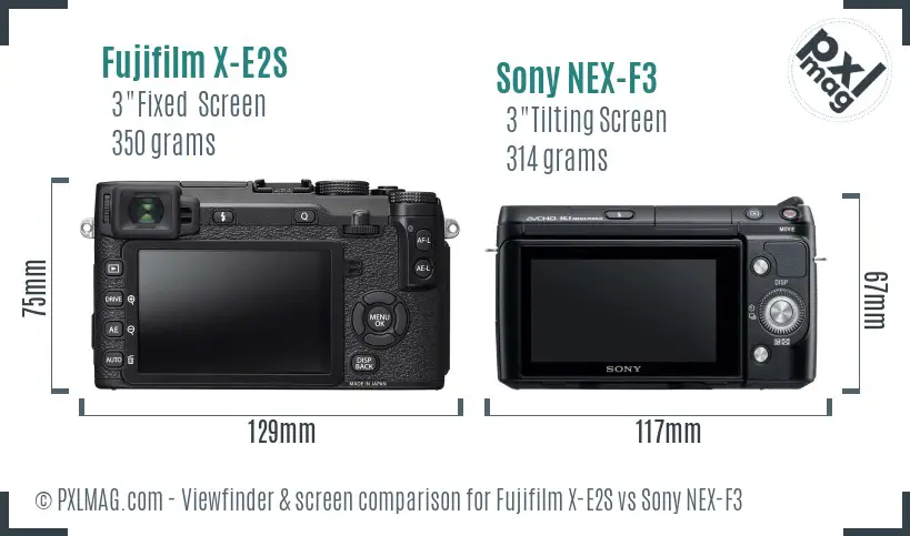 Fujifilm X-E2S vs Sony NEX-F3 Screen and Viewfinder comparison