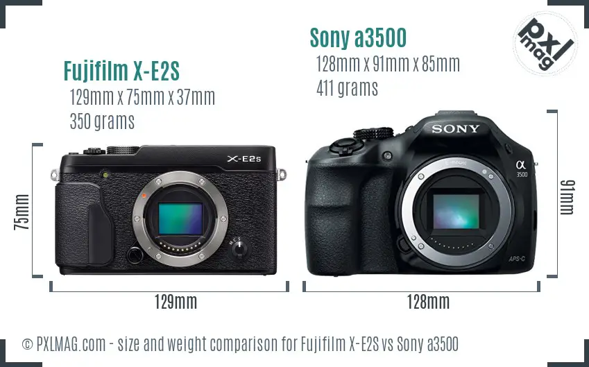 Fujifilm X-E2S vs Sony a3500 size comparison