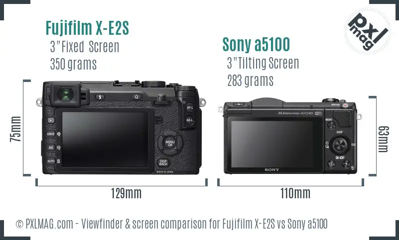 Fujifilm X-E2S vs Sony a5100 Screen and Viewfinder comparison