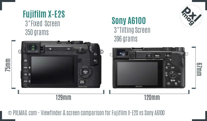 Fujifilm X-E2S vs Sony A6100 Screen and Viewfinder comparison