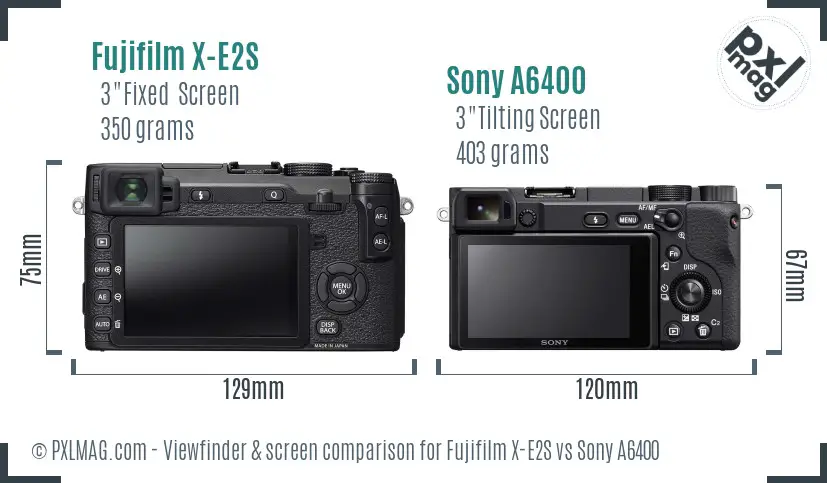 Fujifilm X-E2S vs Sony A6400 Screen and Viewfinder comparison