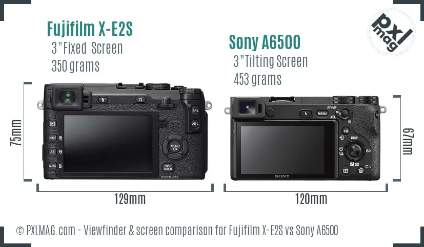 Fujifilm X-E2S vs Sony A6500 Screen and Viewfinder comparison