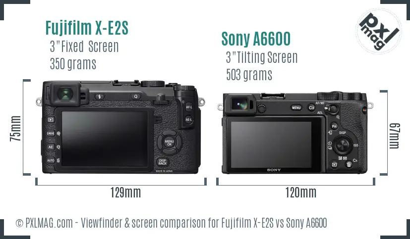 Fujifilm X-E2S vs Sony A6600 Screen and Viewfinder comparison