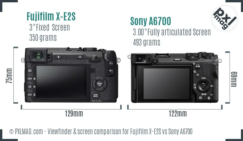 Fujifilm X-E2S vs Sony A6700 Screen and Viewfinder comparison